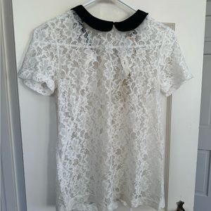 Alythea | White Lace Blouse with black color  S SKU G249J010724